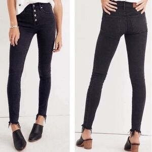 Madewell 10" High-Rise Skinny Jeans  raw hem 32 Washed Black